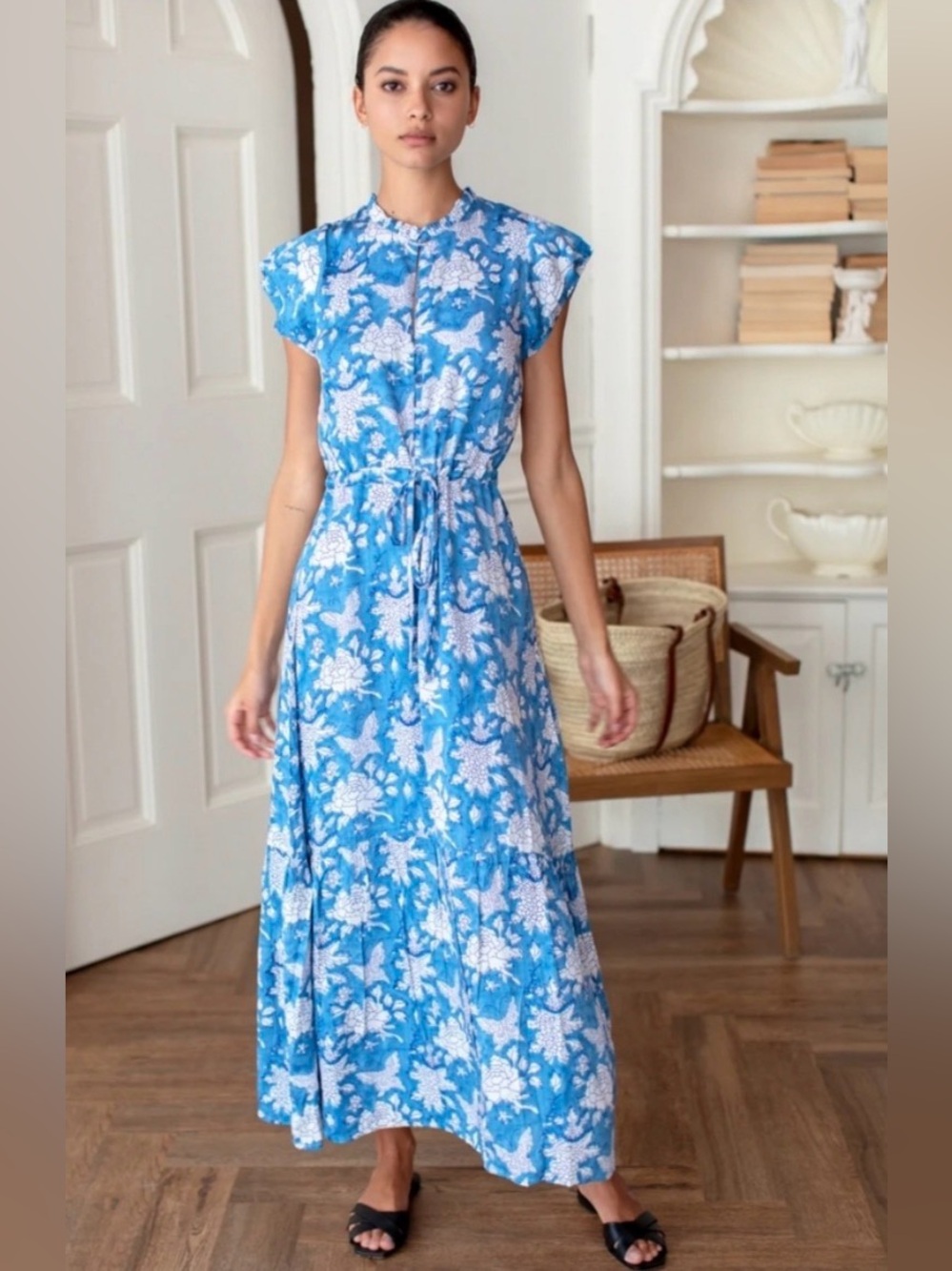 EUC India Collection by Emerson Fry Floral Butterfly Maxi Dress